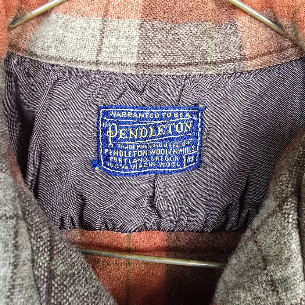 Pendleton Orange and Brown Plaid Button-Up Shirt, Medium - Picture 10 of 10